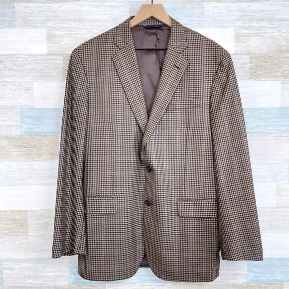 Brooks Brothers 1818 SaxXon Madison Sport Coat Brown Plaid Wool USA Mens 41R - Picture 1 of 11